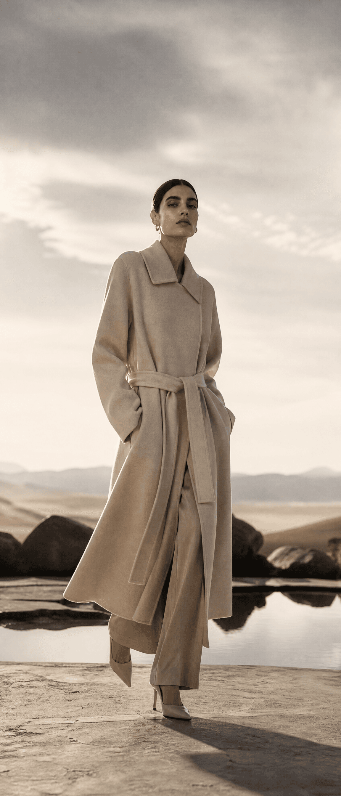 Celeste Double-Face Cashmere Coat - Pearl